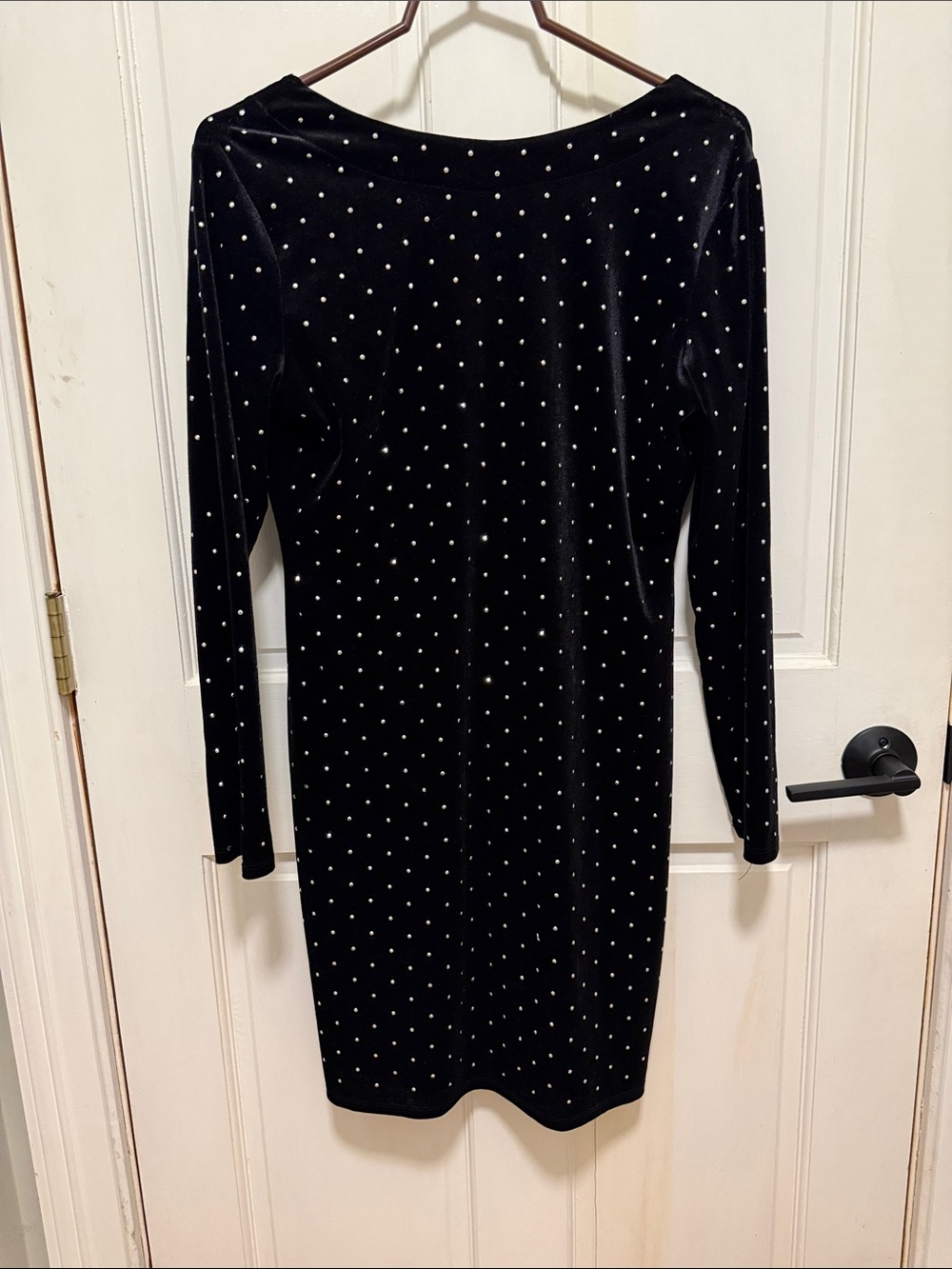 H&M Black Velvet Long-Sleeve Dress with Silver Studs